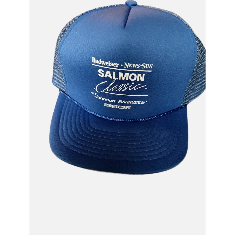 Vintage Budweiser Salmon Classic Trucker Hat Snapback Fishing Tournament Cap